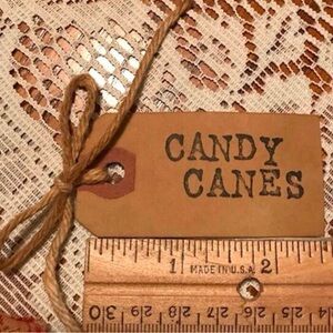 10 pieces hand stamped “candy canes” coffee stained hang tags handmade lot gift
